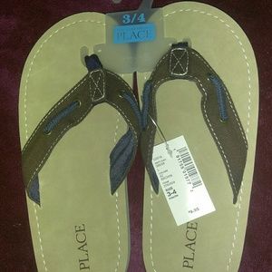 Brown & Blue Flip Flops Size Youth 3-4